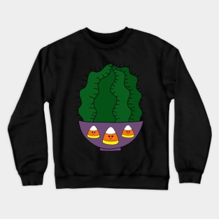 Cute Cactus Design #111: Barrel Cactus In Halloween Candy Corn Bowl Pot Crewneck Sweatshirt